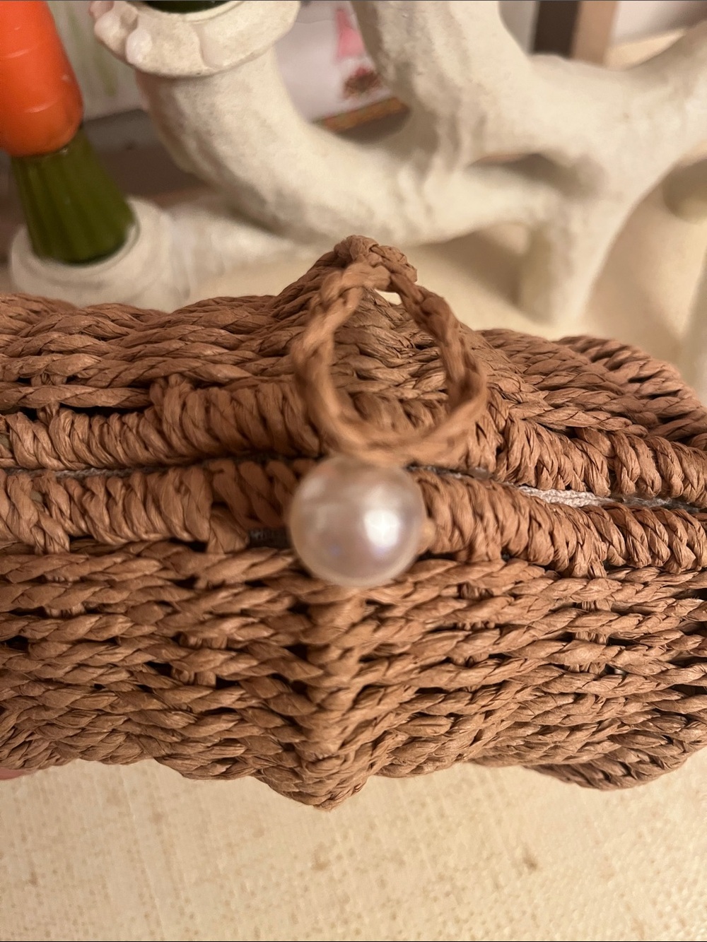NWT Boho wowed Woven Shell-Shape Top-Handle Bag in Natural Straw Color - Picture 5 of 5